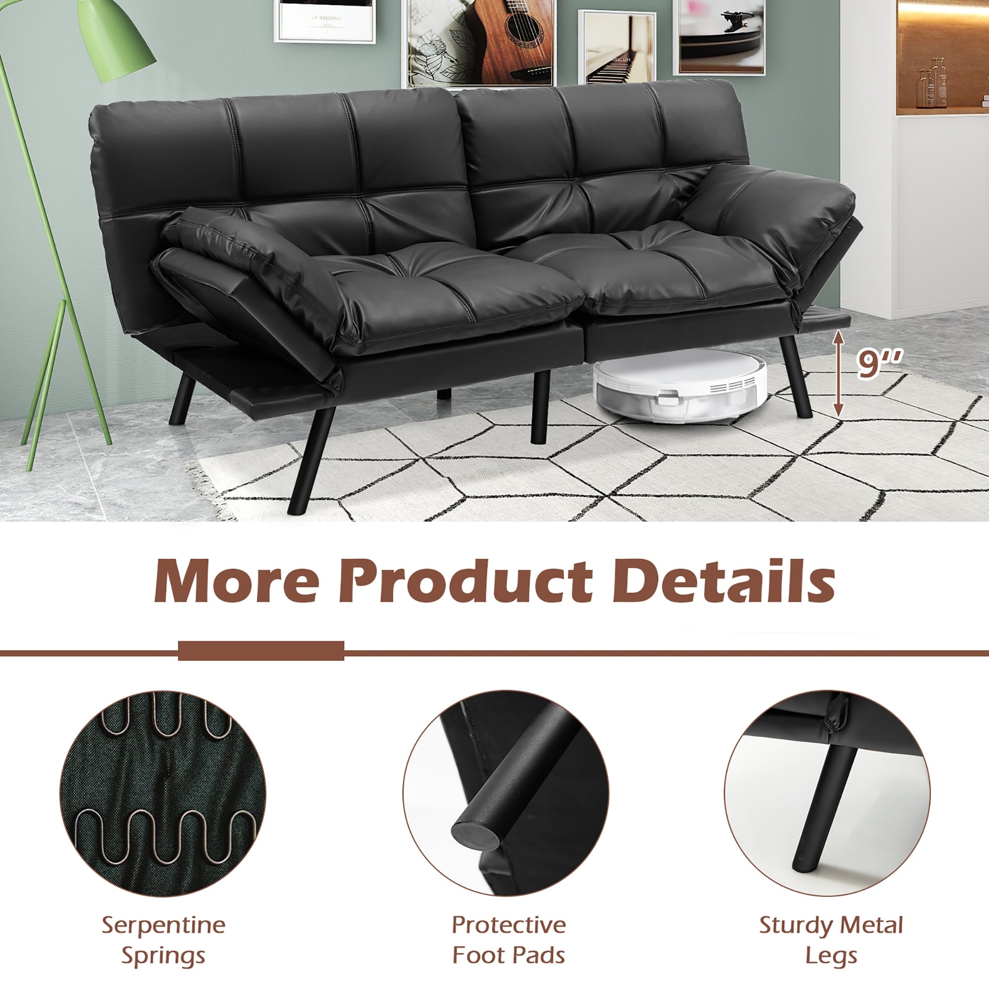 Costway sofa futon bed sleeper hot sale couch convertible mattress