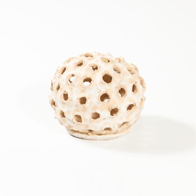 Sm Round Object With Holes White Ivory 8.5"X8.5"x7"- ST - White Ivory - White Ivory