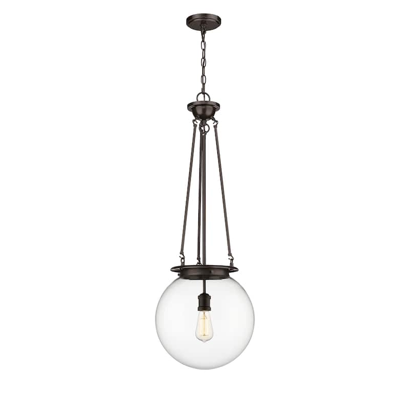 Innovations Lighting Beacon - 1 Light 14" Pendant - Clear/Oiled Brass