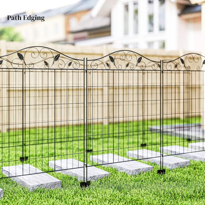 Outsunny Garden Decorative Fence 4 Panels 44in x 12ft Steel Wire Border Edging for Landscaping