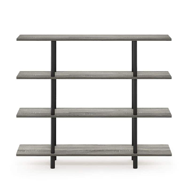 4 Tiers Wood Household Shelving Unit in French Oak/Black (47.2 in. W x 39.4 in. H x 11.6 in. D) - 47.2