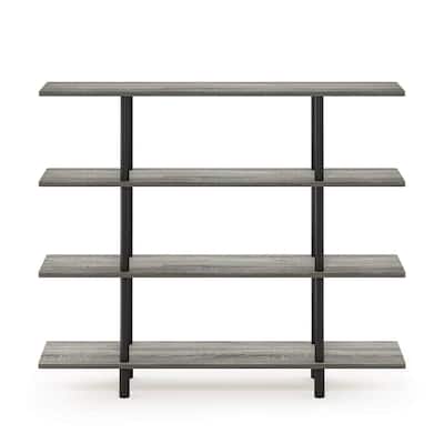 4 Tiers Wood Household Shelving Unit in French Oak/Black (47.2 in. W x 39.4 in. H x 11.6 in. D) - 47.2