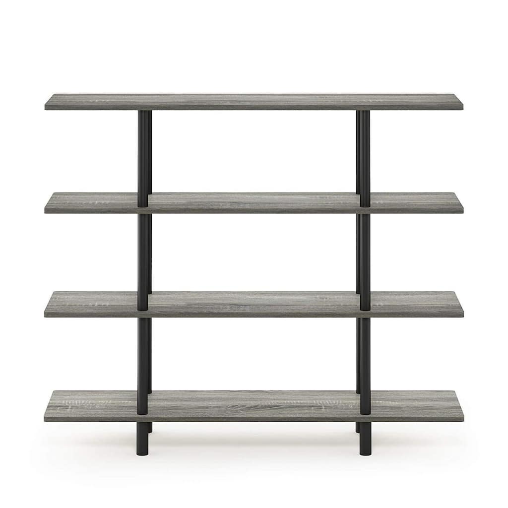 4 Tiers Wood Household Shelving Unit in French Oak/Black (47.2 in. W x 39.4 in. H x 11.6 in. D) - 47.2