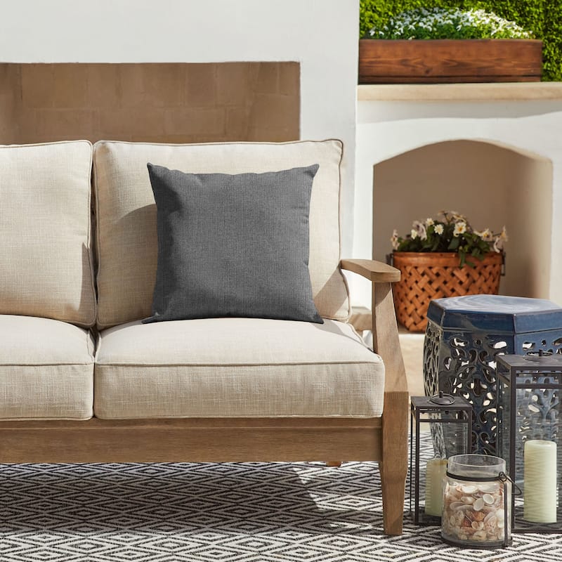 Sorra Home Sunbrella Outdoor Knife Edge Pillow Single - 18 in H x 18 in W x 6 in D - Revive Charcoal