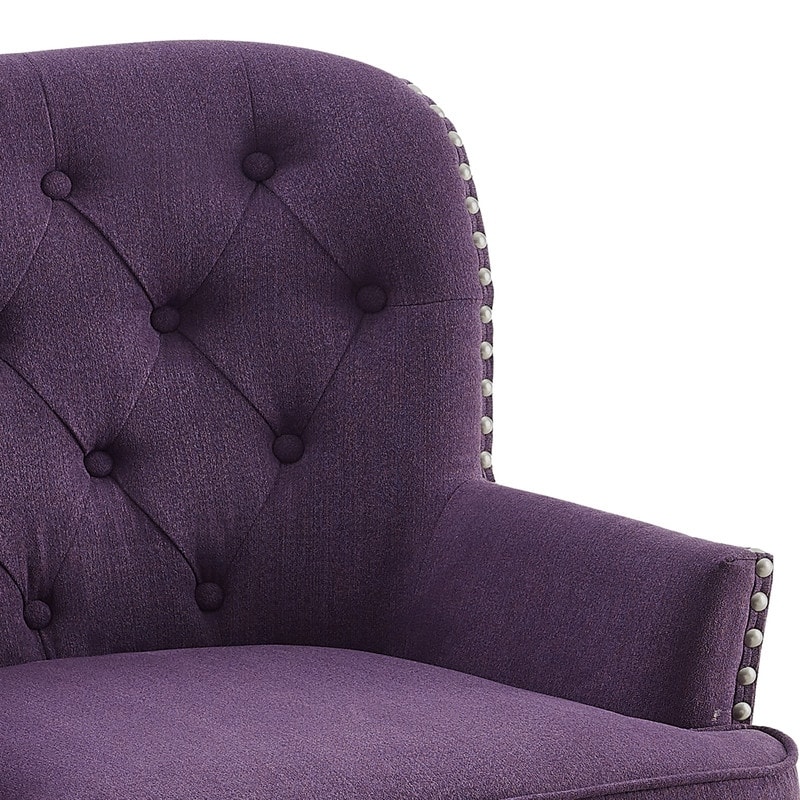 Moser Bay Mignon 30'' Wide Tufted Wingback Accent Chair with Ottoman, Velvet or Linen