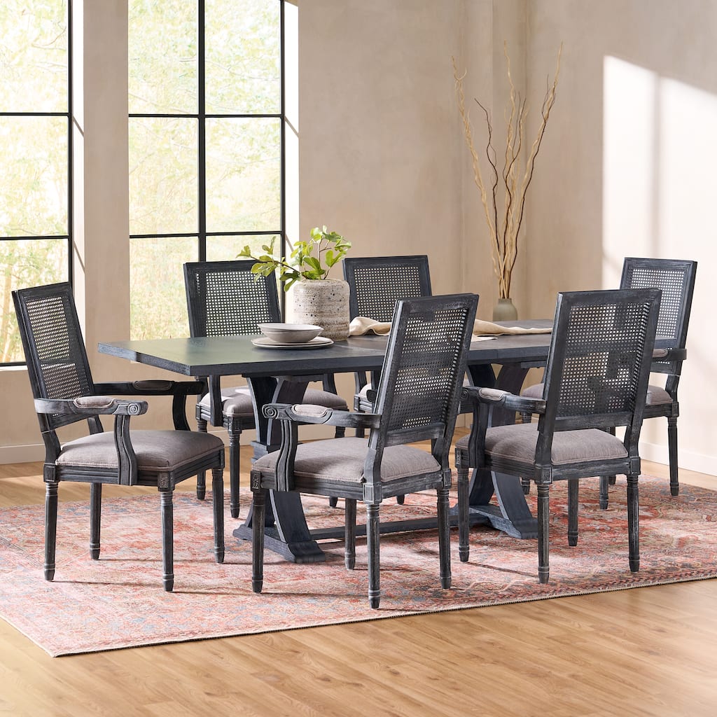 Maria Fabric and Rubberwood Dining Set by Christopher Knight Home