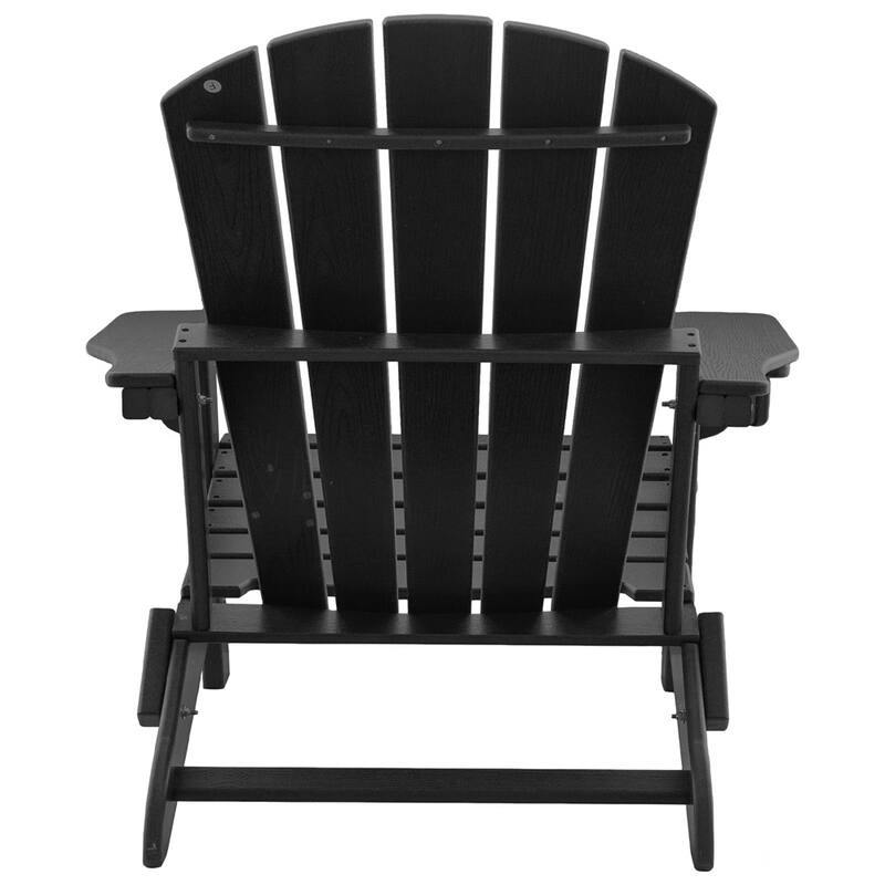 HDPE Folding Adirondack Chair with Cup Holder,Weather-Resistant, Low Maintenance,Supports up to 400lbs