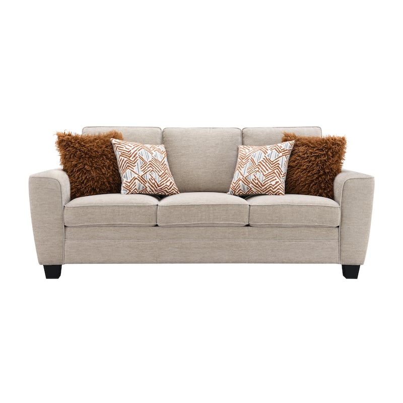 Furniture of America Maevy 2-Piece Taupe Chenille Sofa Set with Accent Pillows