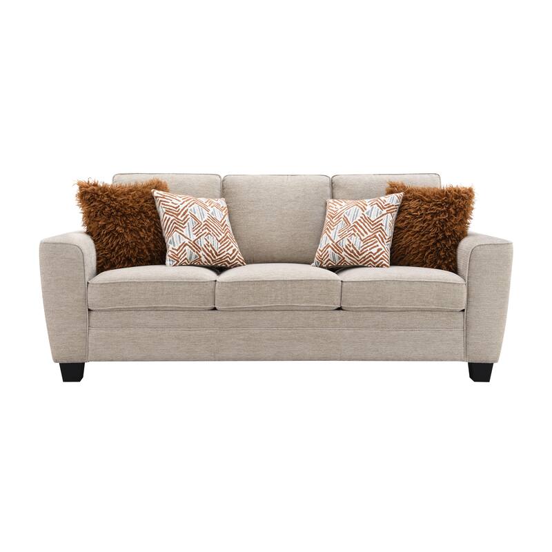 Furniture of America Maevy 3-Piece Taupe Chenille Sofa Set with Accent Pillows