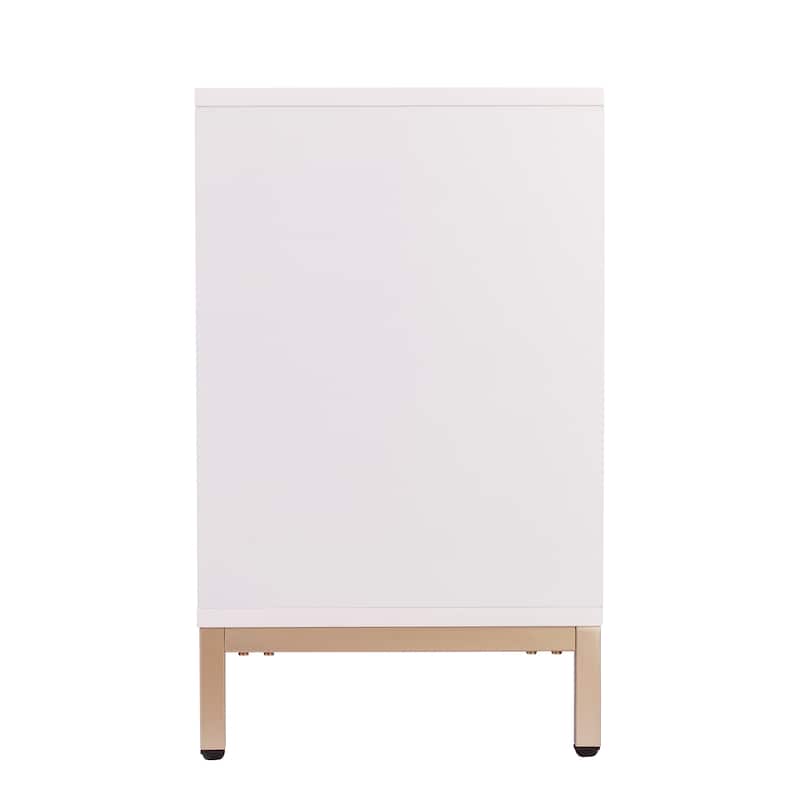 SEI Furniture Gliday Contemporary White Wood 3-Door Buffet Sideboard Accent Cabinet