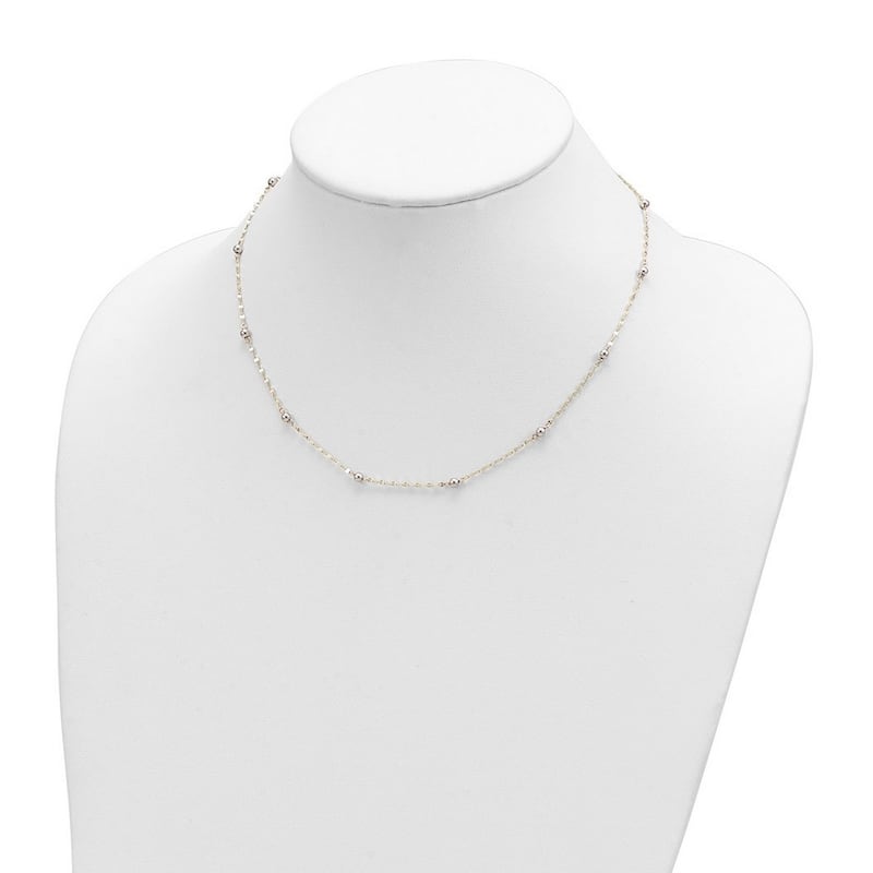 Curata 14k Two Tone Gold Polished Bead Fancy Necklace, 17"