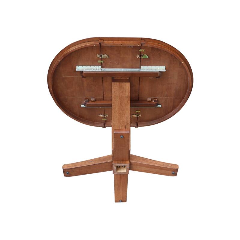36 in. Round Top Pedestal Counter Height Dining Table with 12 in Leaf