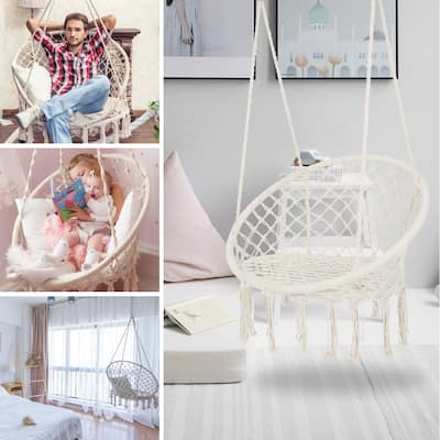 Swing Hanging Cotton Rope Hammock Swing Chair for Indoor and Outdoor
