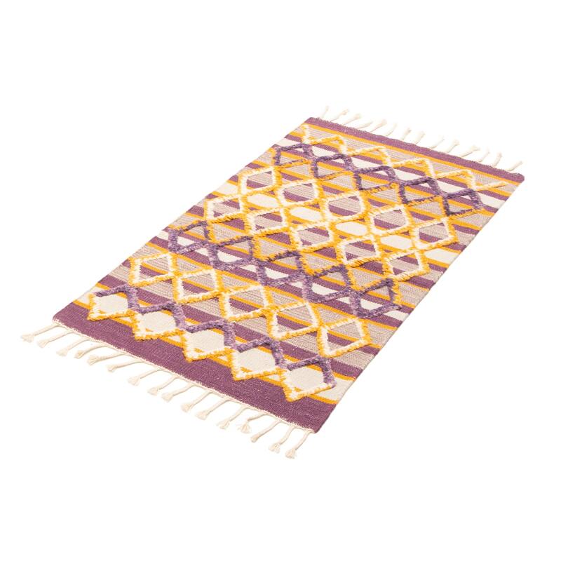 ECARPETGALLERY Hand-knotted Marrakech Purple Wool Kilim - 3'1 x 5'5