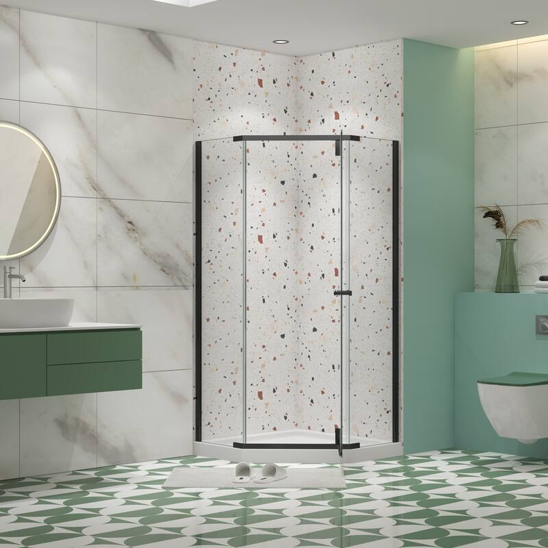 34.75'' W x 72'' H Semi-Frameless Neo-Angle Pivot Shower Door - 34.75" X 34.75" X 72"