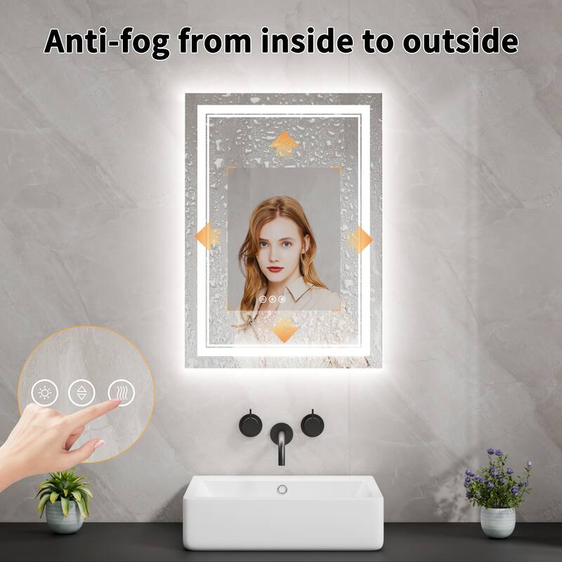 Modland Small Size LED Bathroom Mirror Back & Front Lighted Anti-Fog