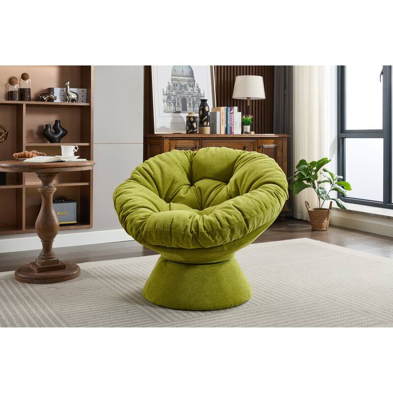 Oversized Swivel Accent Chair, 360-Degree Swivel Barrel Chair, Papasan Chair for Living Room and Bedroom Comfort - Olive Green