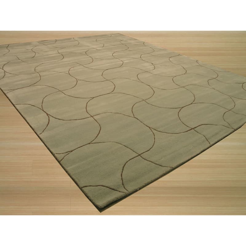Green Transitional Floral Sol Area Rug - Elegance and Timeless Beauty - 5' x 8'