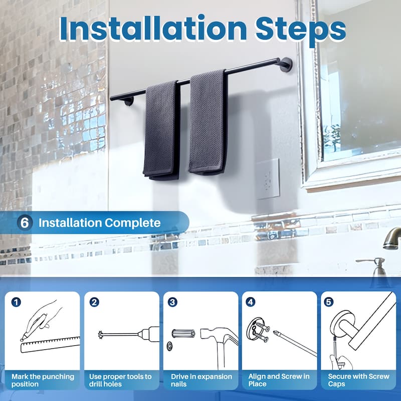 WOWOW Mutiple Length Wall Mounted Stainless Steel Towel Bar