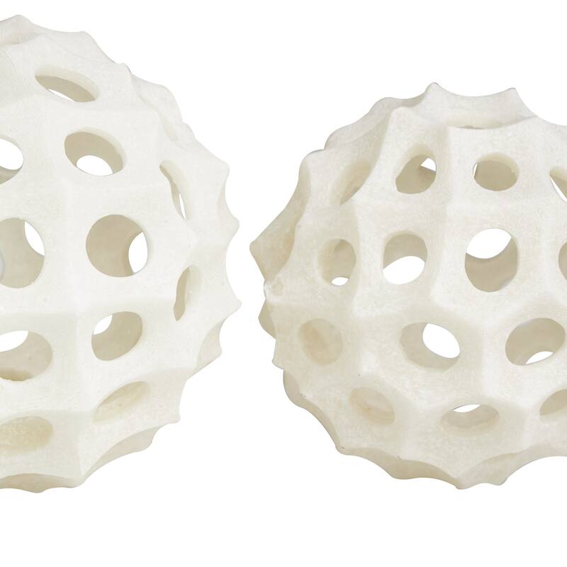 Cream Polystone Decorative Ball Abstract Orbs & Vase Filler (Set of 2)