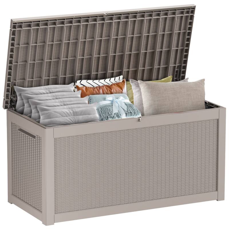 260 Gallon Large Resin Waterproof Outdoor Storage Box - Brown