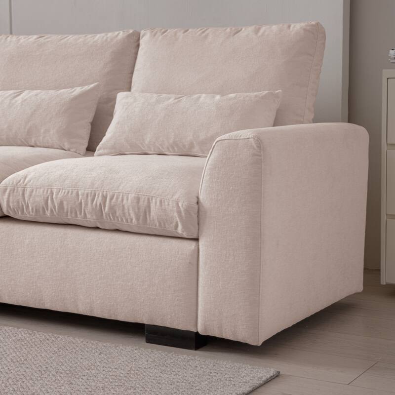 114.5"Modern L Shaped Chenille Sofa Couch Reversible Ottoman With Storage Removable and Washable Cushions Sofa