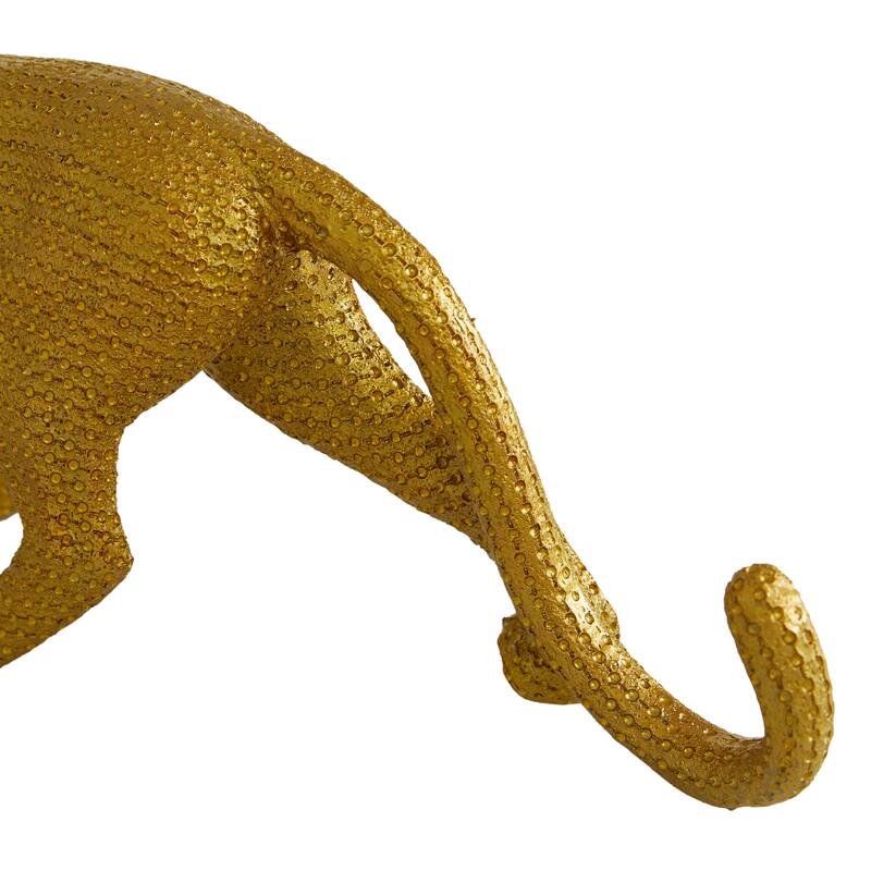Gold Polystone Leopard Decorative Sculpture (Set of 2) - 18 x 4 x 6 and 14 x 4 x 4