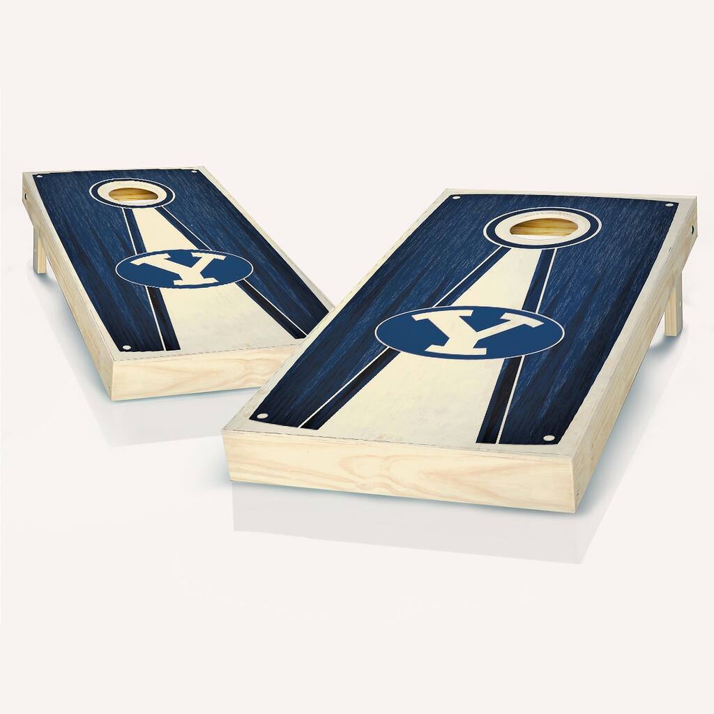 BYU Stained Pyramid Outdoor Cornhole Board Set