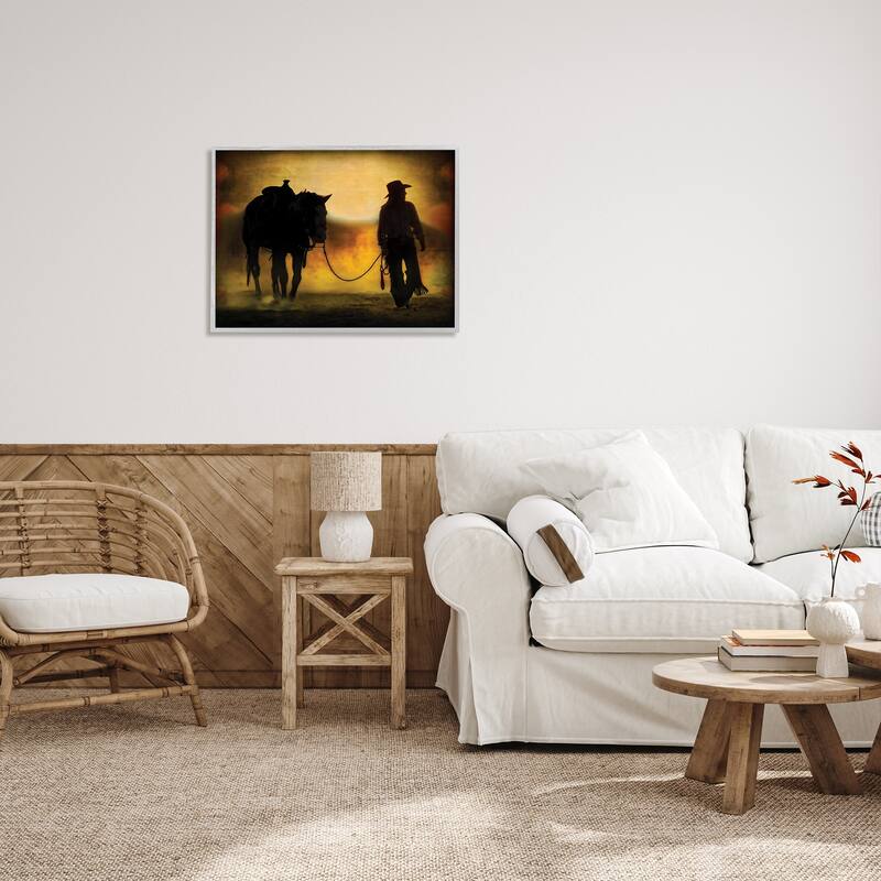 Stupell Cowgirl & Horse Silhouette Framed Giclee Art Design by PBurchettePhoto