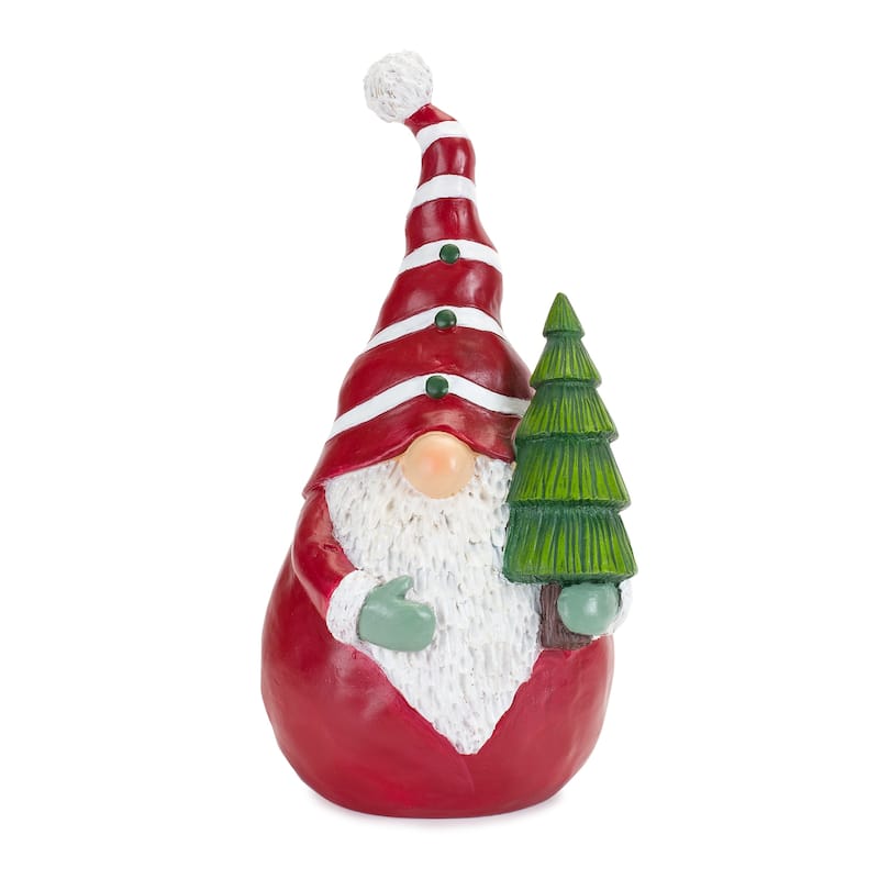 Holiday Gnome with Tree and Present (Set of 2) - 6 x 6.5 x 12.25