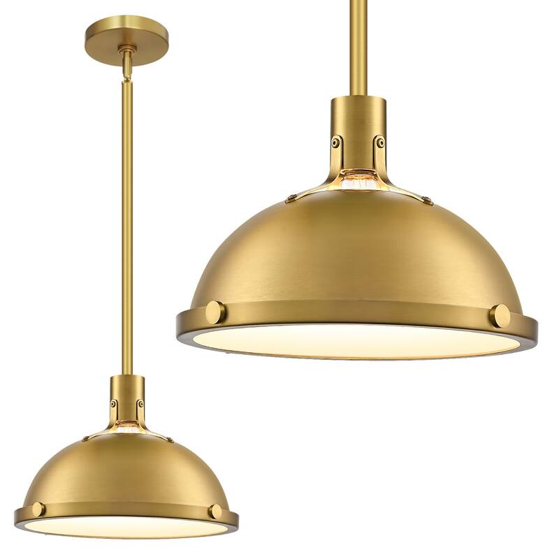 3-Light Farmhouse 3-Light Dome Chandelier Metal Pendant Light - 1-Light - Gold
