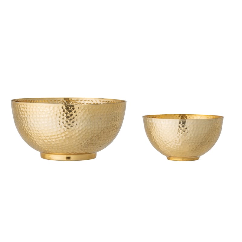 Hammered Metal Bowl - 9.0"L x 9.0"W x 3.5"H - Gold Finish
