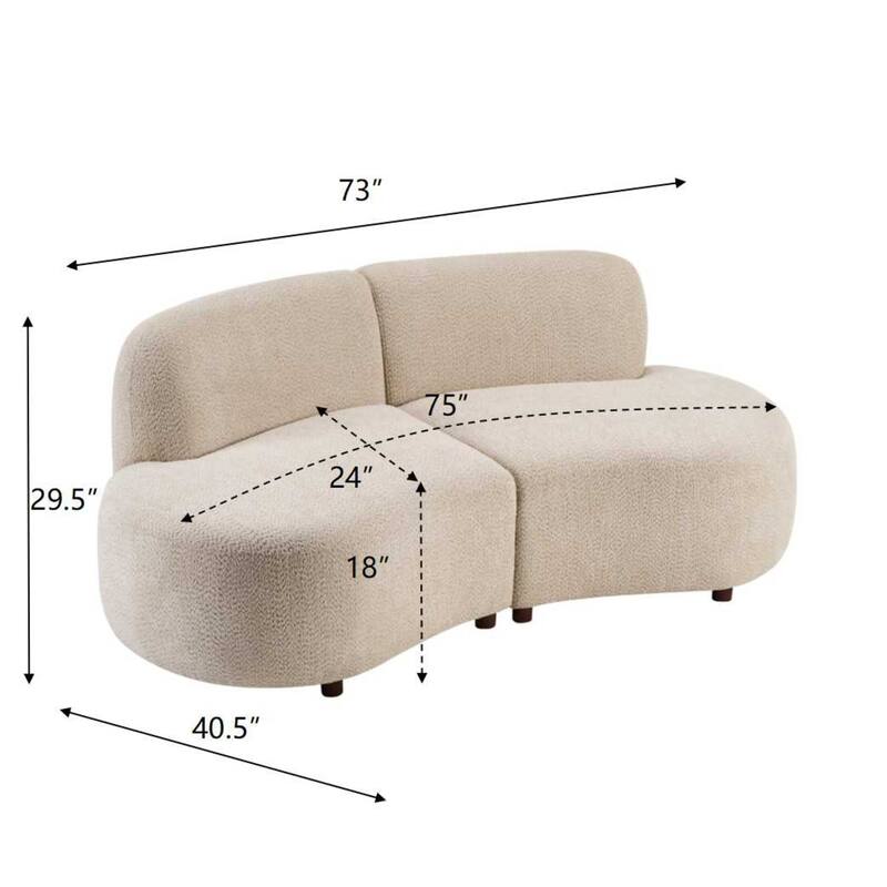 Christopher Knight Home - Cloud Moderne Upholstered Curved Modular Sectional Sofa Boucle Armless 74-Inch