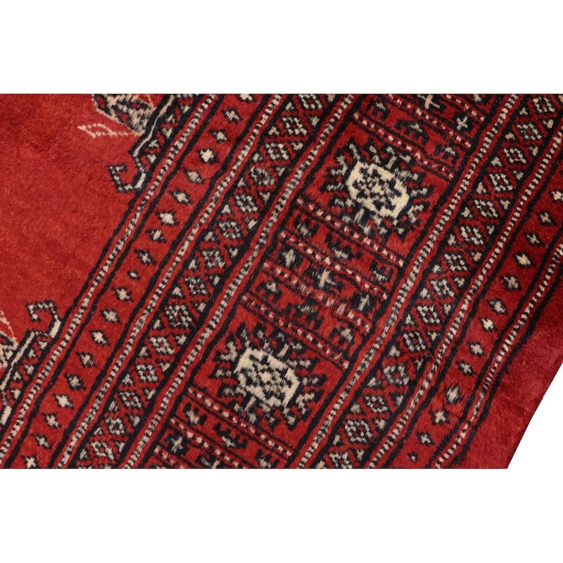 Rustic Bokhara Beckham Red Beige Hand Knotted Rug - 4'0'' x 6'4''