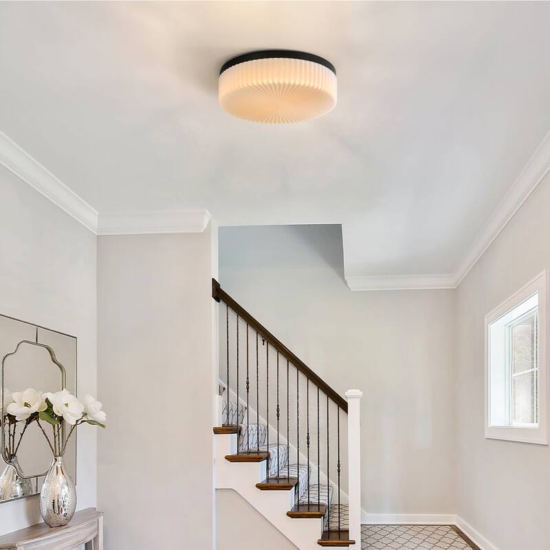Globe Electric 91009614 15" Wide LED Flush Mount Drum Ceiling Fixture