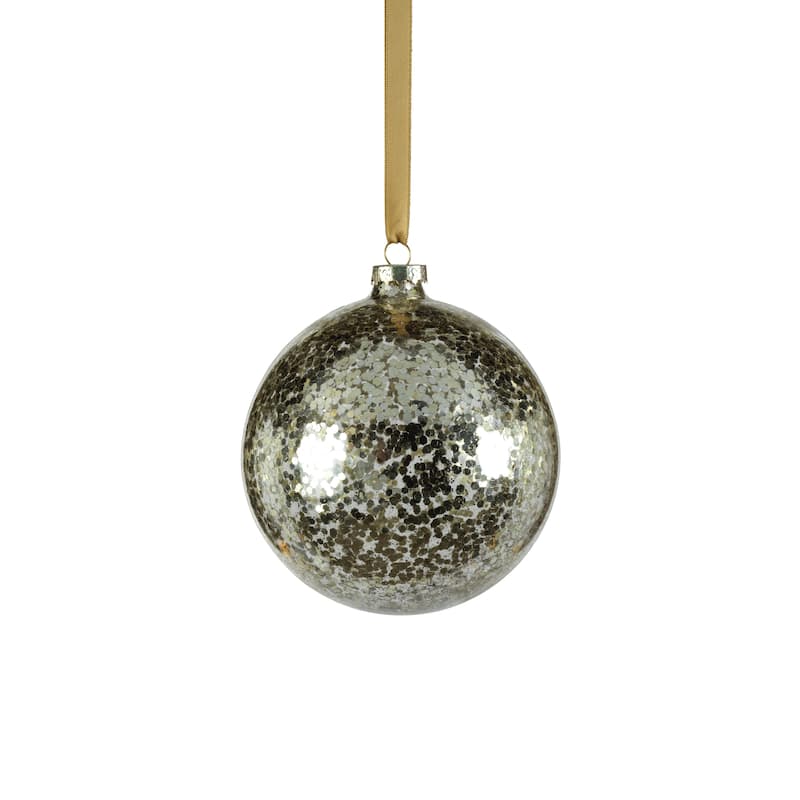 4.75" Confetti Glass Holiday Ball Ornaments, Set of 4