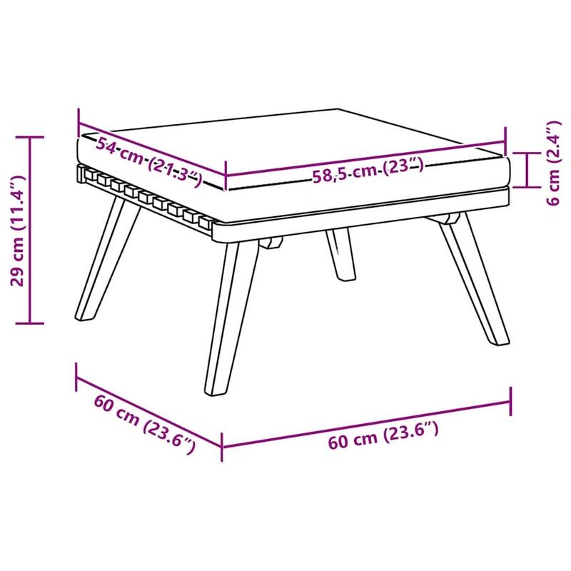 vidaXL Patio Footstool with Cushion 23.6"x23.6"x11.4" Solid Acacia Wood - 23.6" x 23.6" x 11.4"