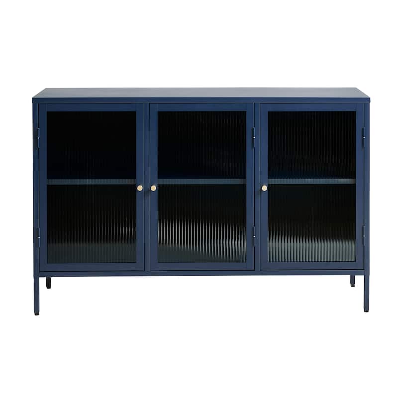 Rye Studio Brianne Modern Metal & Glass 3-Door Sideboard