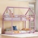 preview thumbnail 30 of 33, Wooden Twin over Twin Bunk Bed with House Roof, Ladder, Guardrails, and Under-Bed Storage