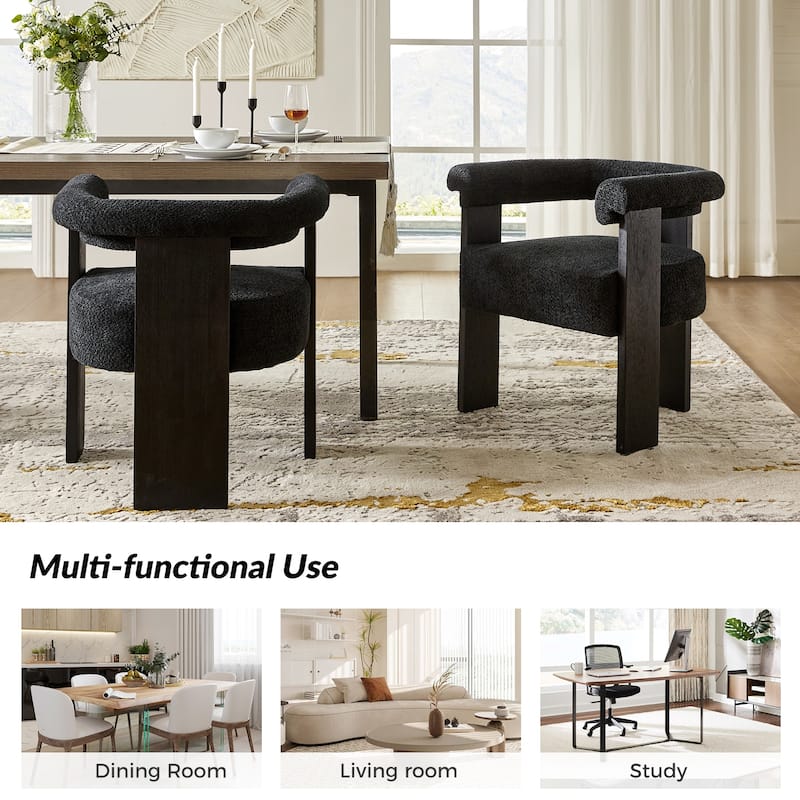 Georg Modern Boucle Dining Chair with Solid Wood Legs Set of 2 by HULALA HOME