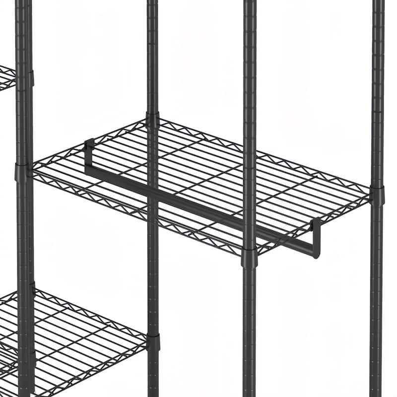 Heavy-Duty Adjustable Garment Rack Freestanding Closet Organizer with 8 Shelves & 5 Rails