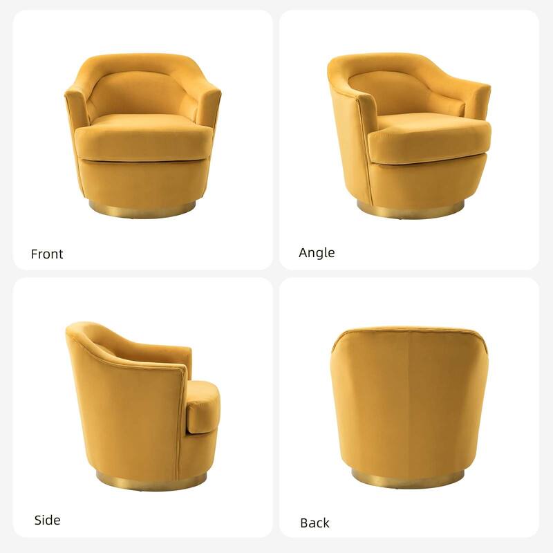 Kanstantin Modern Upholstered Swivel Barrel Chair with Golden Base Set Of 2 by HULALA HOME