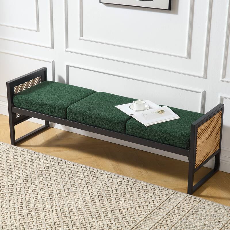 Fabric Upholstered Storage Bench for End of Bed, Entryway - 56.69"L x 16.93"W x 22.4"H - Green