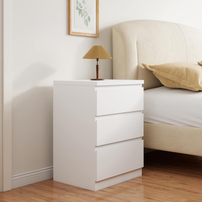19.7-Inch Nightstand with 3 Drawers, Beside Table with Drawers Handle Free Design,Thickened Top Plate,for Bedroom,Living Room