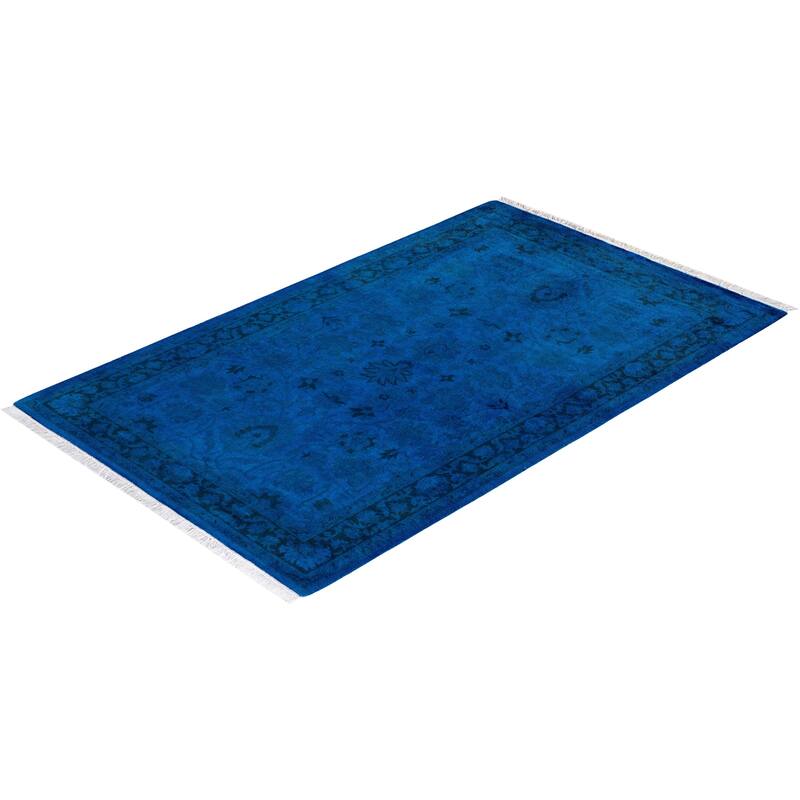 Fine Vibrance, One-of-a-Kind Hand-Knotted Area Rug - Blue, 3' 2" x 5' 1" - 3' 2" x 5' 1"