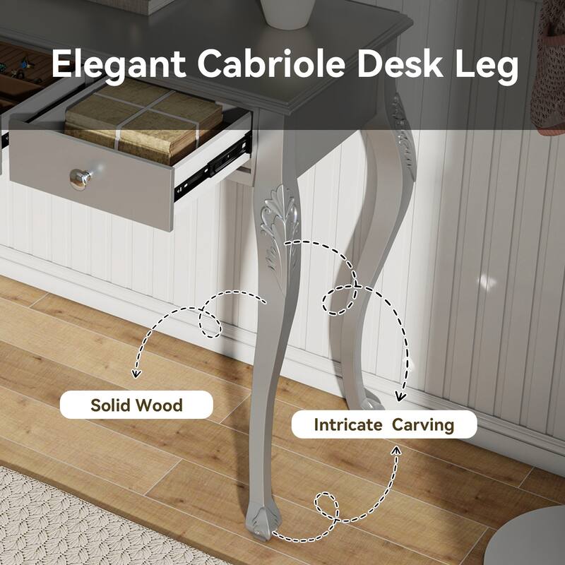 Luxury Makeup Vanity Desk with Oval Mirror, 3-Drawer Dressing Table