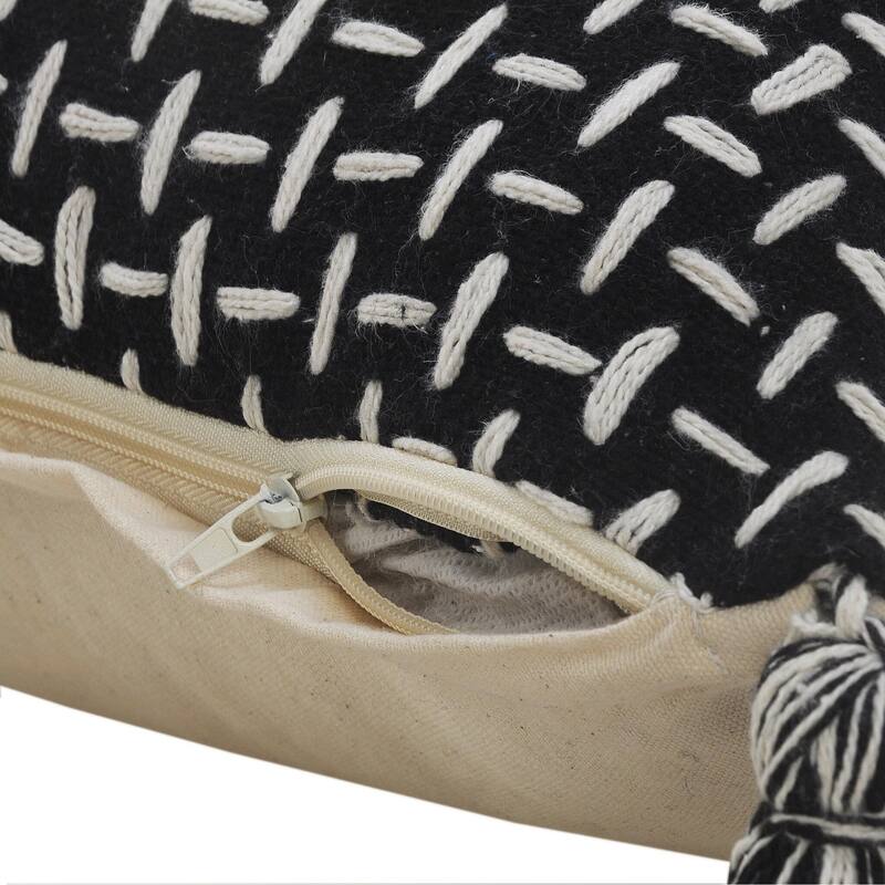Sevita Interwoven Dash Geometric Throw Pillow with Tassels