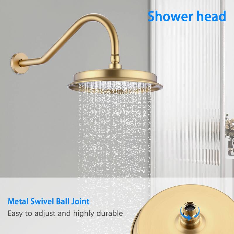 Brushed Gold Shower System with Handheld and 4 Body Sprays
