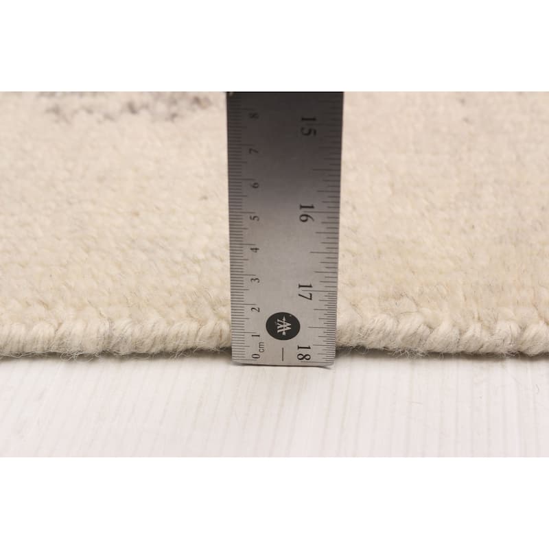 ECARPETGALLERY Hand-knotted Tangier Cream, Grey Wool Rug - 5'0 x 7'9