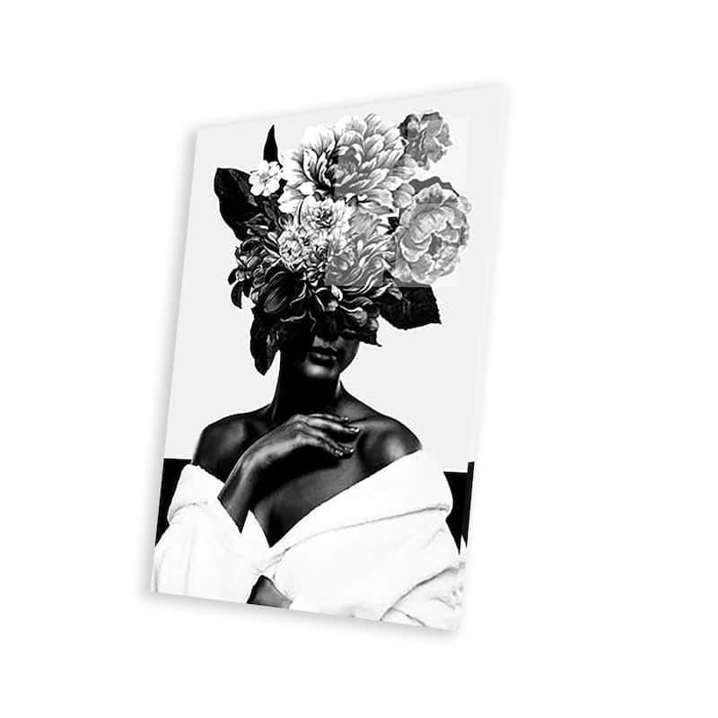 Woman With Flower II In Black And White Print On Acrylic Glass by Danilo de Alexandria